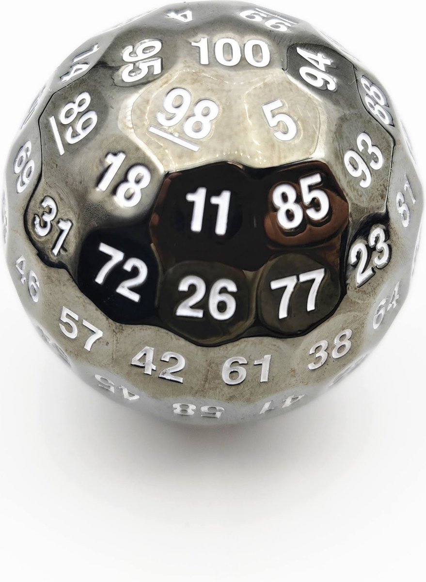 Lapi Toys - Dungeons and Dragons D100 dobbelsteen - D100 DnD dobbelsteen - D100 D&D dobbelsteen - Metaal - Goud