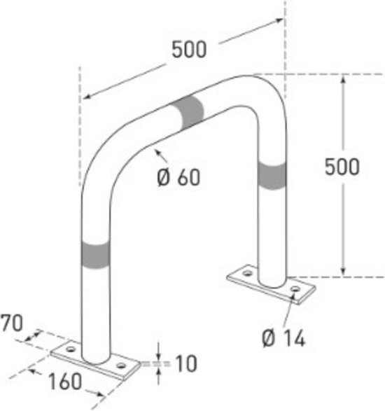 Laadpaal beschermbeugel, 500 x 500 mm, verzinkt staal Groene reflecterende folie