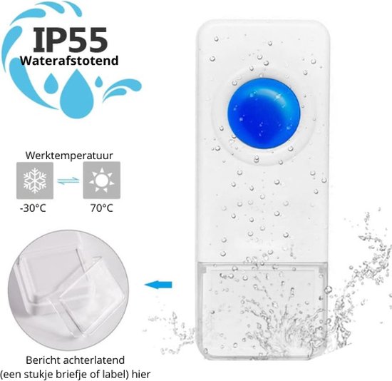 draadloze deurbel 4 ontvangers - Wireless Doorbell - IP55 Waterdicht - 300m Draadloos Bereik - Wit — afbeelding 2