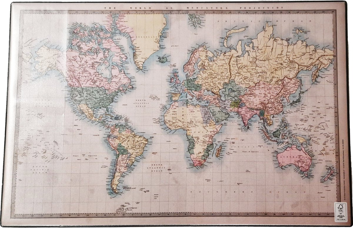 Sous-main carte du monde 38 x 58 cm