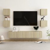 The Living Store Televisiekast Sonoma Eiken - Muurbevestigbaar - Meerdere vakken - Onderhoudsvriendelijk L- 80x30x30cm S- 30.5x30x30cm - Montage vereist - Inclusief 2x tv-meubel (L) 4x tv-meubel (S)