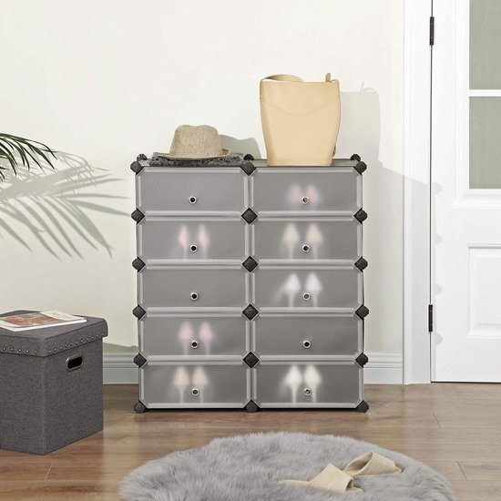 Terry Harmony Box schoenenrek, kunststof, taupe, 51 x 19 x 39 cm