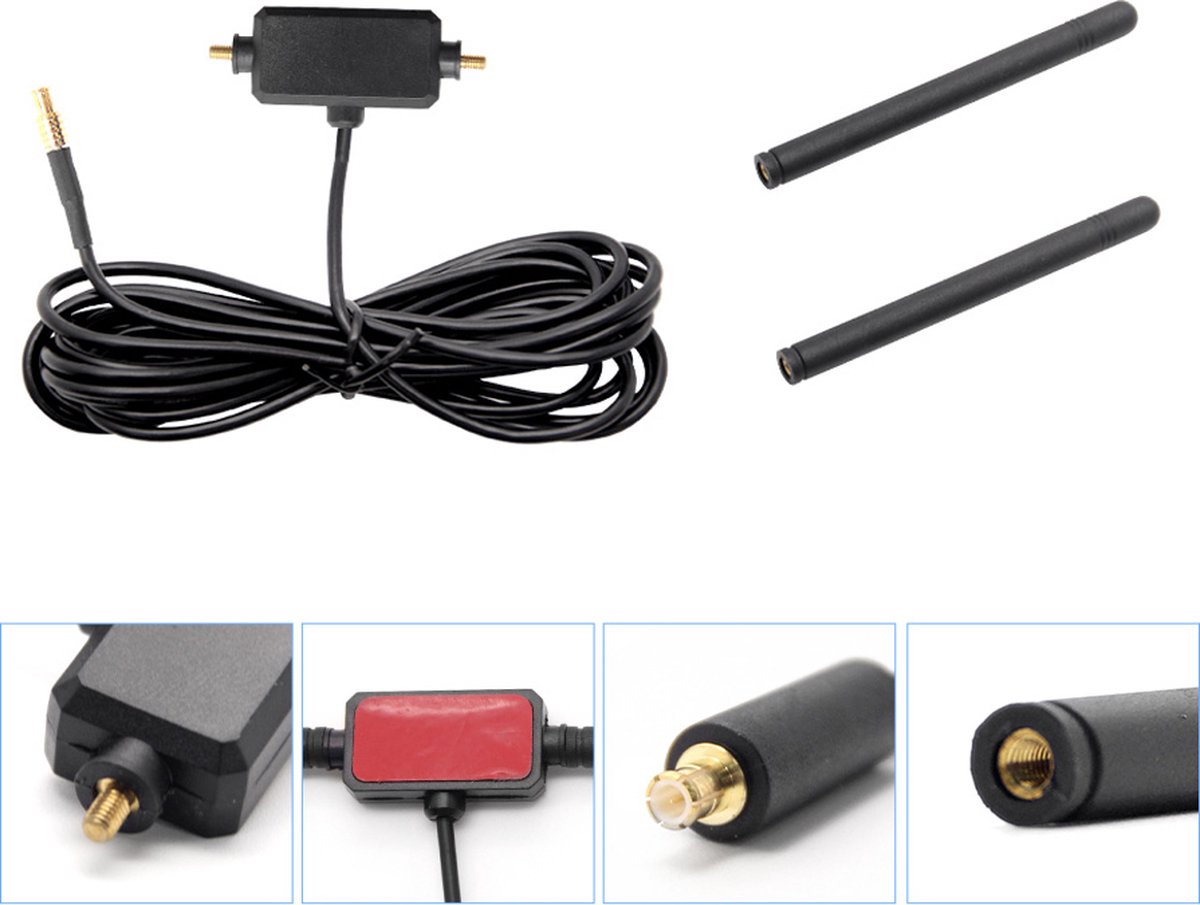 Ashata antenne d'autoradio Antenne DAB de voiture SMB 90 ° câble de 3
