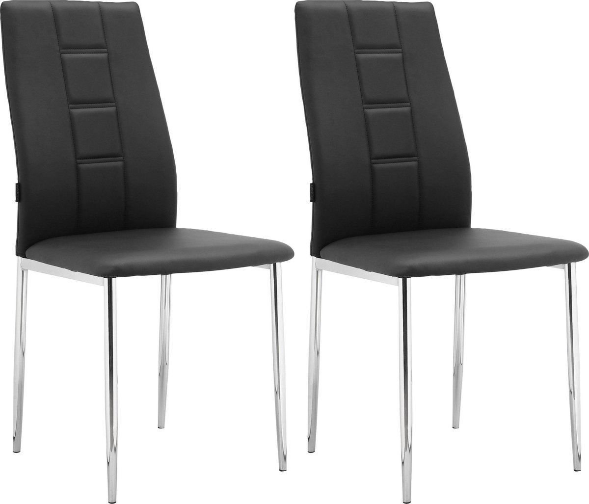 Notio Living Edita-Eetkamerstoel - Zwart/Chroom - Set van 2
