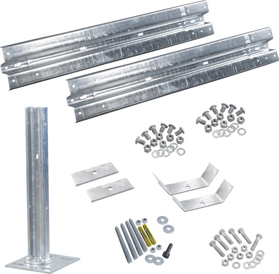 Foto: Dubbele stalen vangrails uitbreidingsset verzinkt staal bevestiging op de grond 2000 x 750 mm