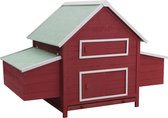 Bol.com The Living Store Kippenhok - Rood en wit - 157 x 97 x 110 cm - Hoogwaardig grenenhout aanbieding