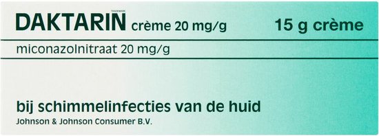 DAKTARIN crème tegen voetschimmel. Effectieve behandeling met het schimmeldodende middel miconazolnitraat, 1x 15 gram crème