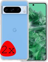 Hoes Geschikt voor Google Pixel 8 Pro Hoesje Siliconen Back Cover Case - Hoesje Geschikt voor Google Pixel 8 Pro Hoes Cover Hoesje - Transparant - 2 Stuks