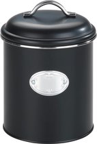 Wenko 54068100 noir Boîte de conservation 1,6 litres, récipient pour aliments frais pour conservation hermétique des aliments, étanche, en métal laqué avec application, design rétro, Ø 13 x 18 cm, noir