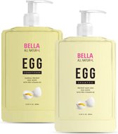 Bella all natural | Egg/Ei Shampoo & Conditioner | set van 2 | 2x380ml | Rijk aan Proteïnen, Vitaminen en Mineralen | helpt bij het herstellen van beschadigd haar, het versterken van de haarstructuur