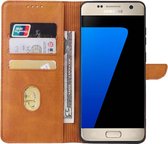 Smartphonica Samsung Galaxy S7 kunstleren hoesje met lipje en pashouders - Bruin / Kunstleer / Book Case geschikt voor Samsung Galaxy S7