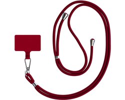 Smartphonica Telefoonkoord universeel - verstelbaar afneembaar koord voor mobiele telefoon - bordeaux rood