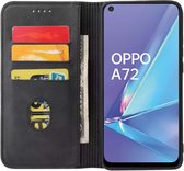 Smartphonica Oppo A72 kunstleren hoesje met magnetische sluiting en pashouders book case - zwart / Kunstleer / Book Case geschikt voor Oppo A72