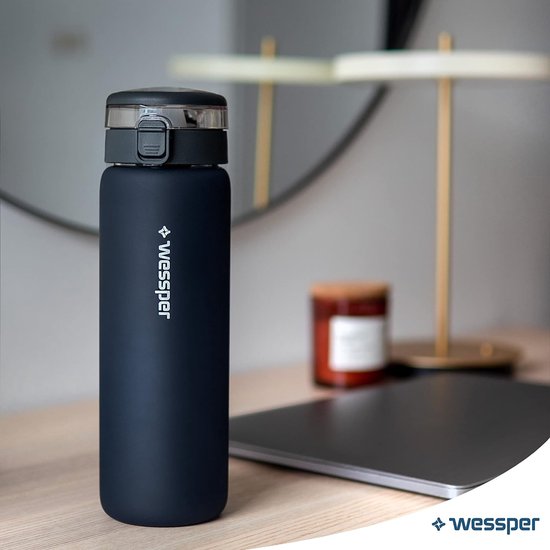 Wessper tritan waterfilterfles,1 ll, Waterfles met Actitex Disc filter, Waterfilter vermindert chloor, filtervervangingsmeter, fles van filters BPA free - Beige