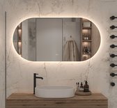Ovale badkamerspiegel met indirecte verlichting, verwarming, instelbare lichtkleur en dimfunctie 140×70 cm