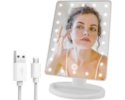 foto van Soulima Make-up Spiegel met LED verlichting - Draadloos - Ideaal voor Schoonheidsverzorging