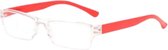 XYZ Eyewear Leesbril Rood +1.50 - Dames - Heren - Leesbrillen - Trendy - Lees bril - Leesbril met sterkte - Voordeel - Randloos - Met sterkte +1.50