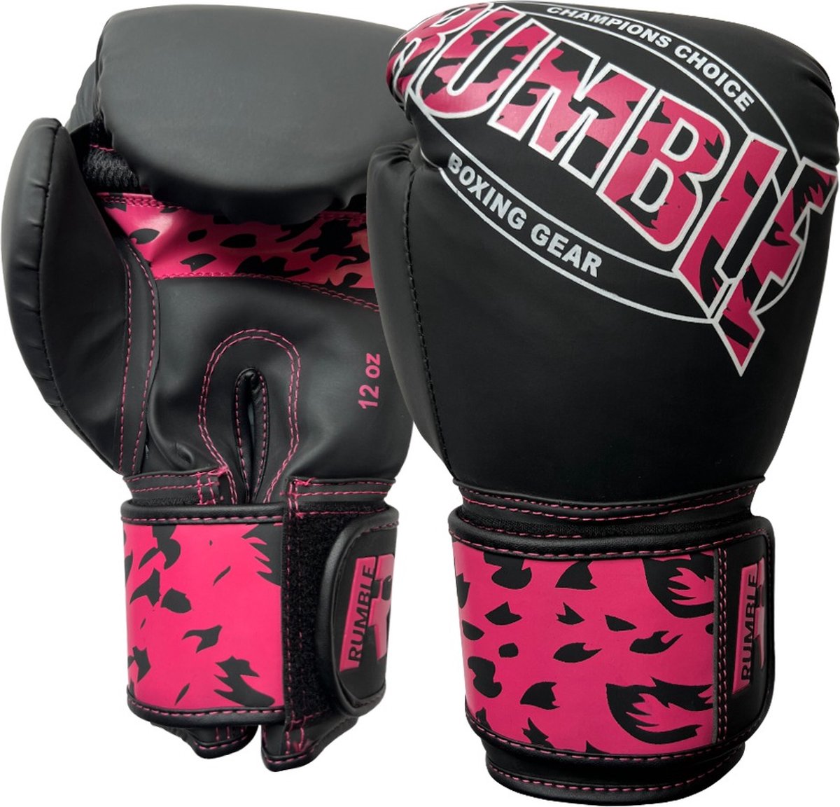 Bokshandschoenen Dames Rumble Camo Zwart-Roze 12 Oz