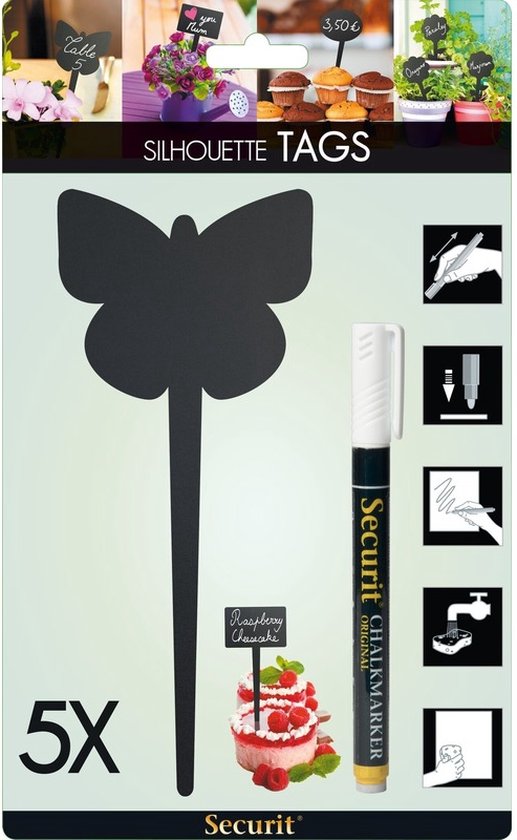 5x tableaux papillon sur bâton 18 cm