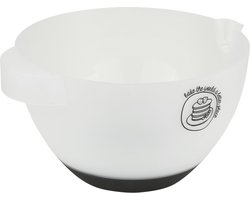 Beslagkom - 2x - wit/zwart - 3 liter - 27 x 23 x 13,8 cm - kunststof - mengkom - pannenkoeken beslag kom