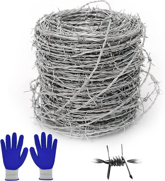 Fil Barbelé 1,6 Mm X 10 M - 4 Pointes, Galvanisé - Pour Clôture, Jardin, Bricolage Ou Déco
