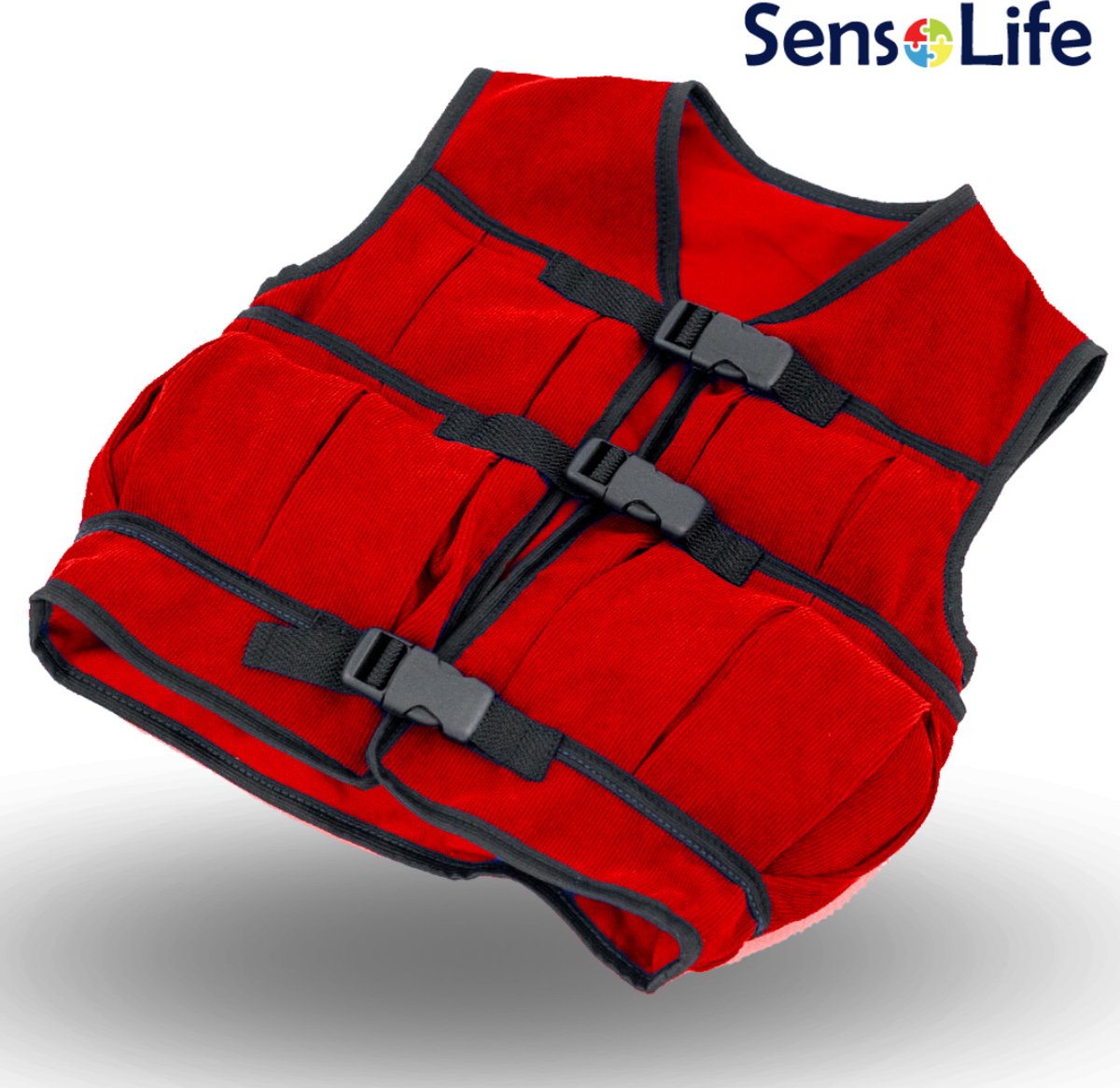 SensoLife Verzwaringsvest voor kinderen – Special | Therapeutisch vest voor kinderen | Diepe druk, ontspanning & concentratie - maat L (140 - 155 cm) - 3,60 kg - rood