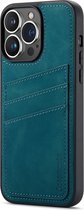 Casemania Hoesje Geschikt voor Apple iPhone 15 Pro met Pasjeshouder Emerald Green - Back Cover met Kaarthouder