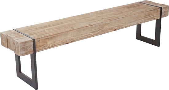 Banc de jardin Cosmo Casa - Bois de pin Massief - Métal - Industriel - Durable - Naturel - 180 cm