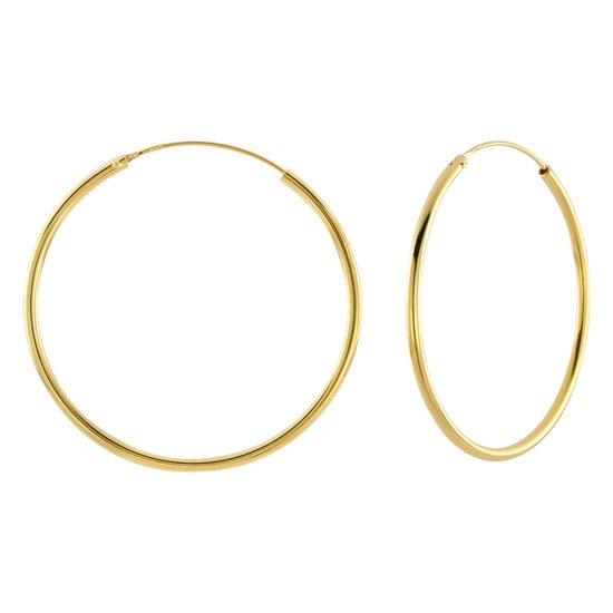 Oorbellen 925 zilver | Oorringen | Gold plated oorringen, 45 mm, 2 mm dik