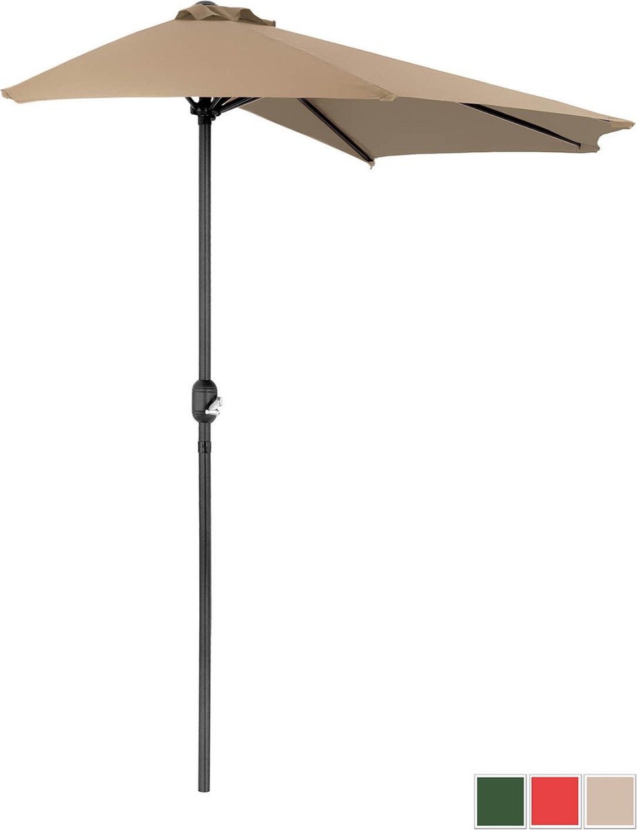 Uniprodo Halve parasol - Taupe - vijfhoekig - 270 x 135 cm