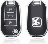 Autosleutel hoesje - TPU Sleutelhoesje - Sleutelcover - Autosleutelhoes - Geschikt voor Citroën - zwart - A3 - Auto Sleutel Accessoires gadgets - Kado Cadeau man - vrouw