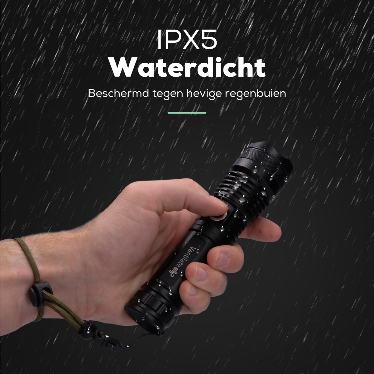 WESLITE Tactische zaklamp, extreem helder, zaklamp groen licht voor de jacht, zoombaar, 1 modus, waterdicht, jachtlicht, Coyote Predator Varmint Light met drukschakelaar en oplader