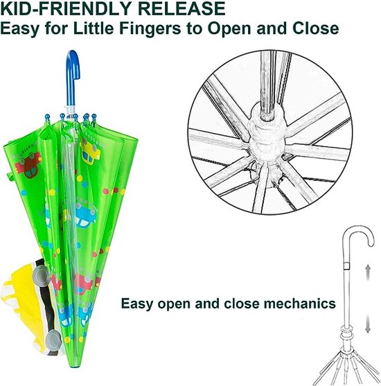 Parapluie pour enfants pour la pluie, pour garçons et filles, petit parapluie coloré imprimé en 3D avec fleurs d'oiseaux, avec prise en main facile, manuel, résistant à la pluie, léger et durable