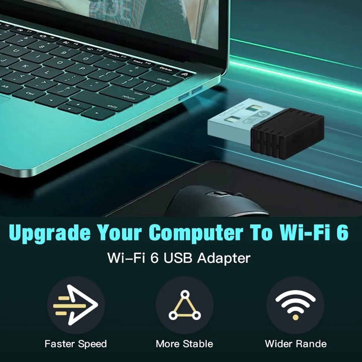 Adaptateur WIFI 6 AX286, Mini Dongle USB 2.4GHz, réception de