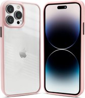 Coverzs telefoonhoesje geschikt voor Apple iPhone 13 Pro hoesje - doorzichtig acryl telefoonhoesje met gekleurde silicone rand - optimale bescherming - roze