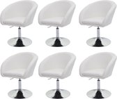 Set van 6 eetkamerstoelen MCW-F19, keukenstoel draaistoel loungestoel, in hoogte verstelbaar ~ stof/textiel crème-wit