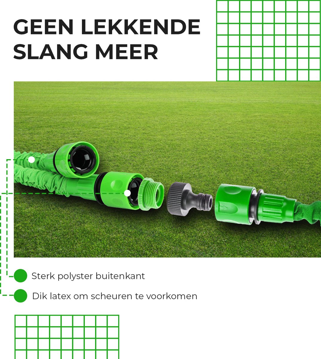 MD-goods® Uitrekbare Tuinslang tot 50 Meter - Tuinsproeier - Tuin Besproeien - Waterslang - Flexibel Elastisch thumbnail 5