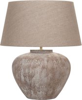 Keramiek tafellamp Maxi Tom | 1 lichts | beige / bruin | keramiek / stof | Ø 50 cm | 58 cm hoog | landelijk / klassiek / sfeervol design
