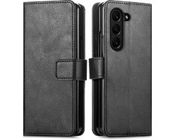 Hoesje geschikt voor Samsung Galaxy Z Fold 5 | Book Case | Boekhoes met Pasjeshouder | Portemonneehoesje met Kaartenhouder - Zwart