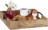 Relaxdays houten dienblad - groot serveerblad met rand - rechthoekig - koffie - thee