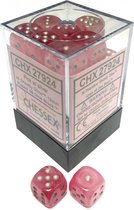 Chessex Ghostly Glow Roze/Zilver D6 12mm Dobbelsteen Set (36 stuks)