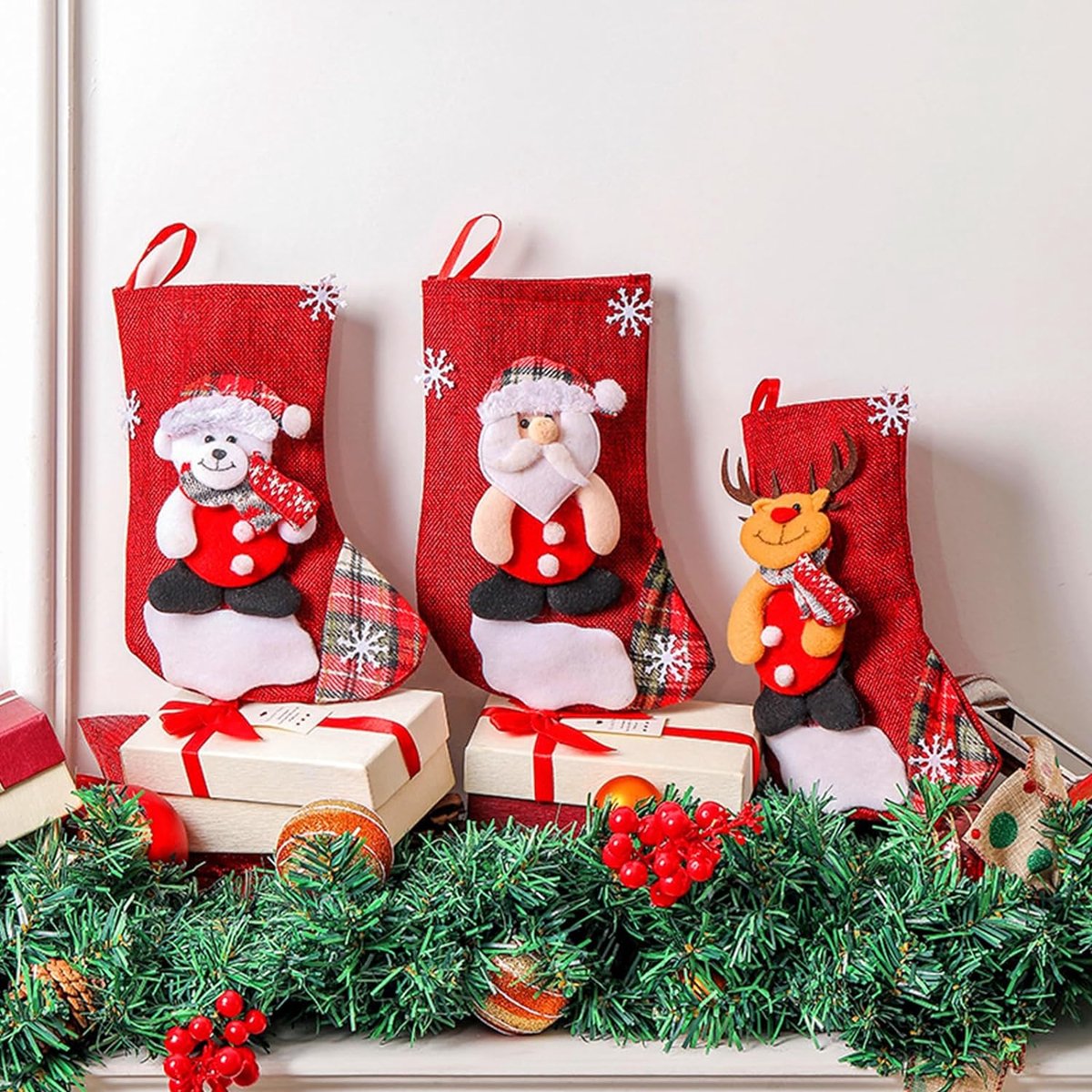Lot de 4 boîtes cadeaux de Noël empilables - Cheminée soldat - Grande boîte  de Noël empilable - Décoration pour cadeau de Noël