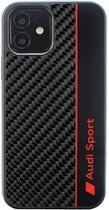 Audi Sport Carbon Fiber Back Case - Geschikt voor Apple iPhone 12/12 Pro (6.1") - Zwart
