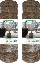 Nature plantenhoes jute - 2x - H100 x D75 cm - naturel - wintermotief - anti-vorst planten beschermhoes