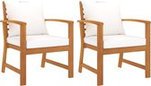 The Living Store chaise de jardin Roma - Bois d'acacia - 60,5 x 60,5 x 81 cm - Coussins inclus