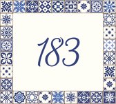 Huisnummerbord nummer 183 | Huisnummer 183 |Geblokt delfts blauw huisnummerbordje Dibond | Luxe huisnummerbord
