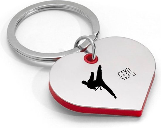 Akyol - porte-clés karaté 2 forme coeur - Karaté - amis de la famille - cadeau