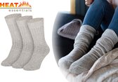 Heat Essentials - Noorse Wollen Sokken - 3 paar - Grijs - Maat 43/46 - Werksokken Heren 43 46 - Noorse Sokken - Wandelsokken - Huissokken