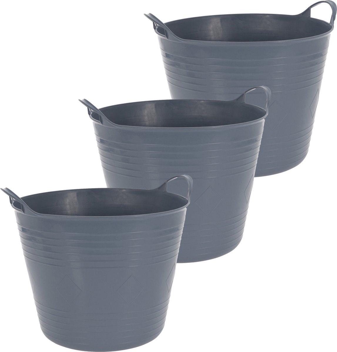 Goedkoopste Excellent Houseware Flexibele emmer - 3x - blauw - 27 liter - kunststof - 40 x 35 cm
