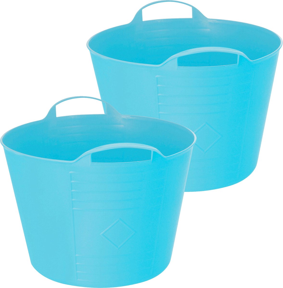 Goedkoopste Excellent Houseware Flexibele emmer - 2x - blauw - 27 liter - kunststof - 40 x 35 cm